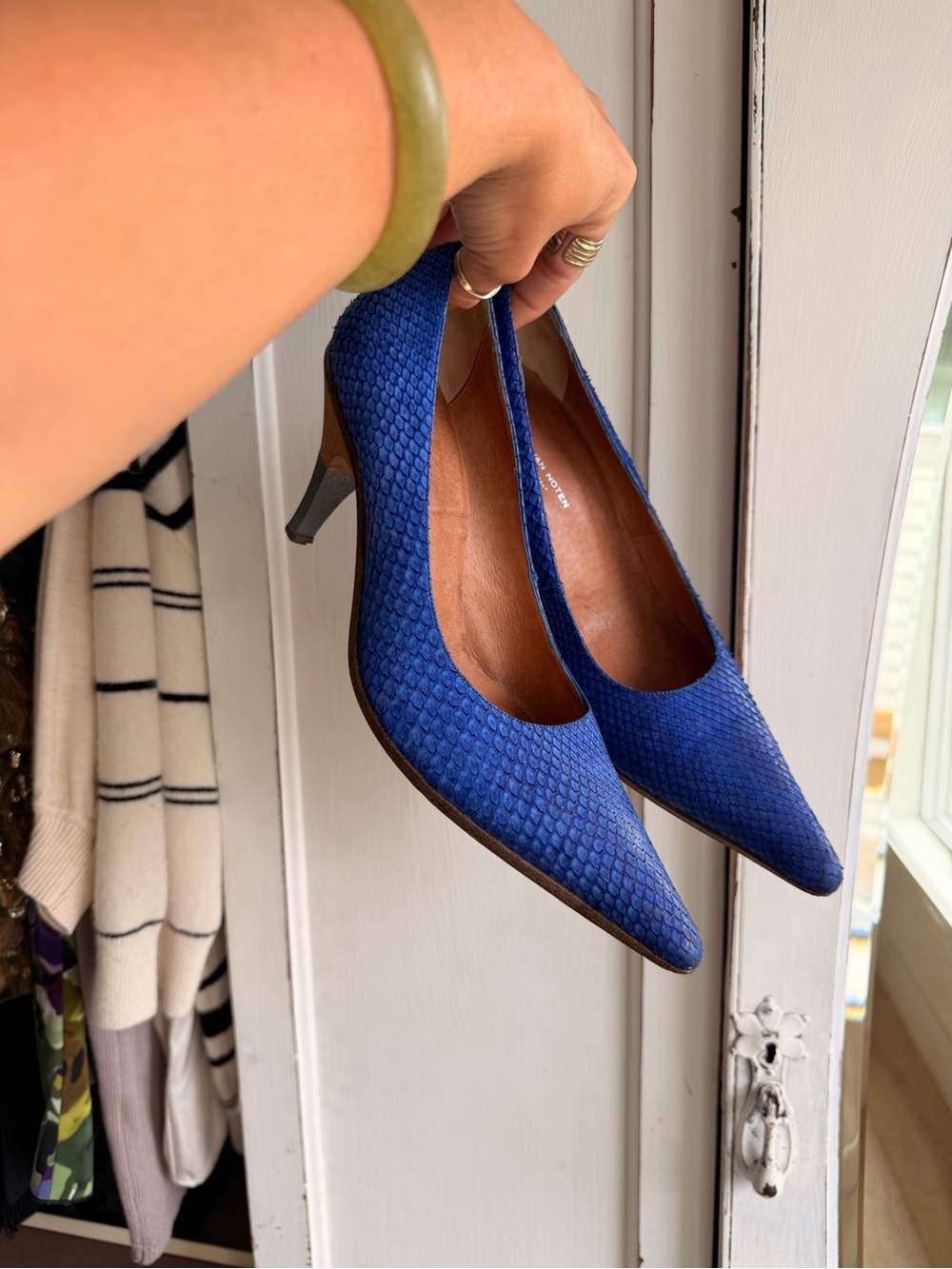 Dries Van Noten Royal Blue Textured Pointed-Toe Pumps - Women Shoes
